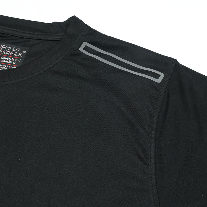 Jet Black Both Shoulder Stripes T-Shirt - Jamclo Originals