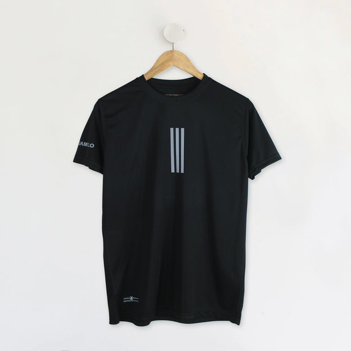 Jet Black Three Stripes T-Shirts - Jamclo Originals