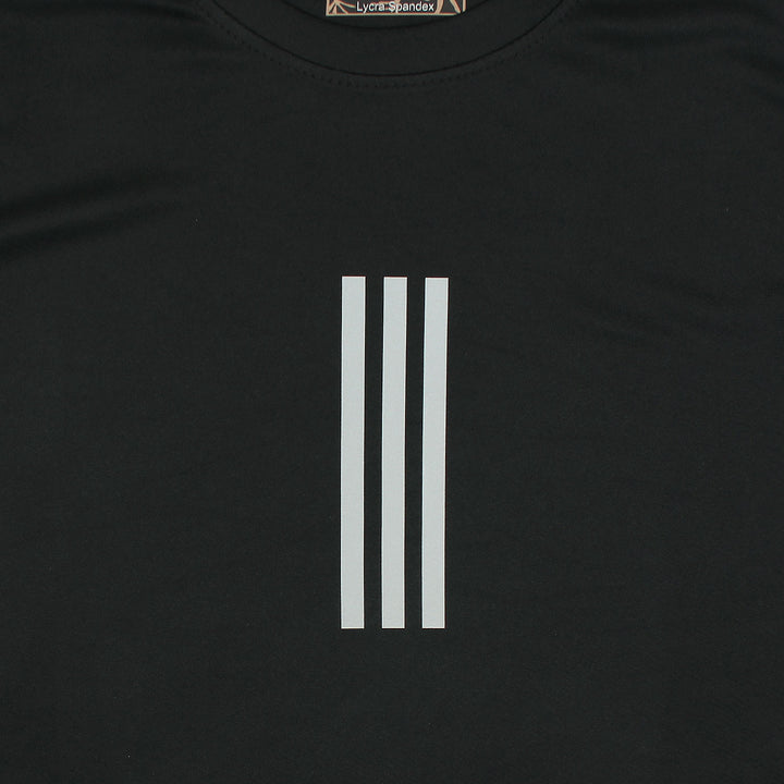 Jet Black Three Stripes T-Shirts - Jamclo Originals