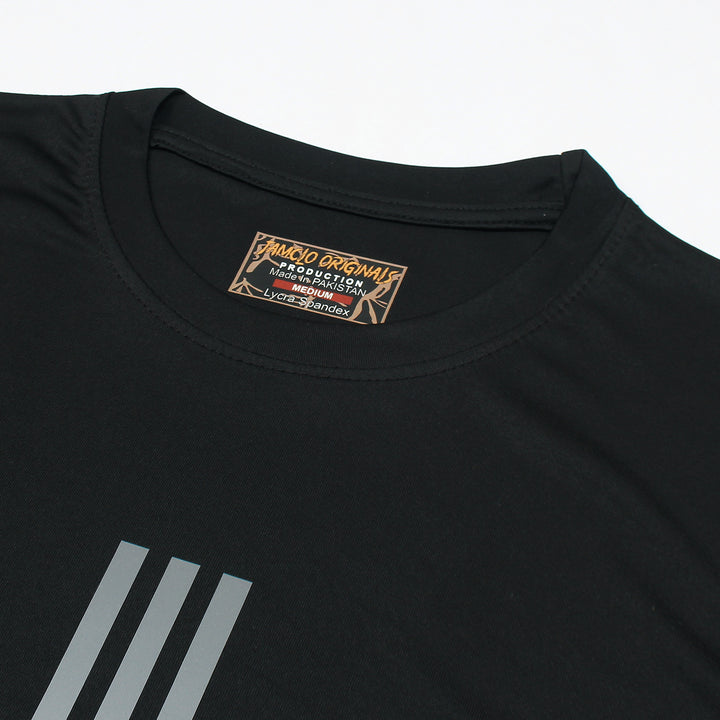 Jet Black Three Stripes T-Shirts - Jamclo Originals