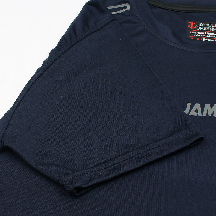 Navy Blue Both Shoulder Stripes T-Shirt - Jamclo Originals
