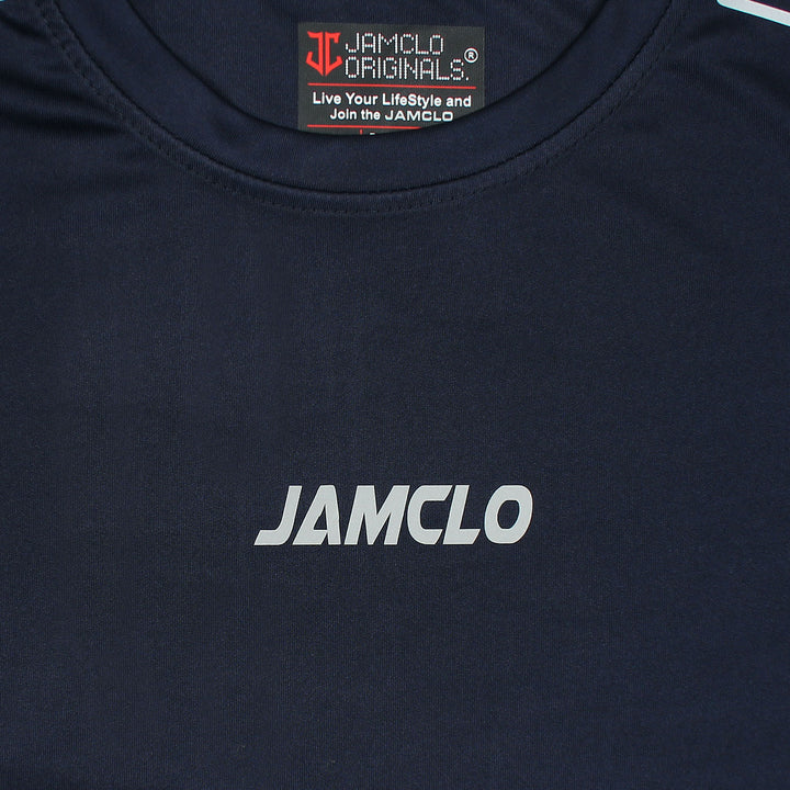 Navy Blue Both Shoulder Stripes T-Shirt - Jamclo Originals