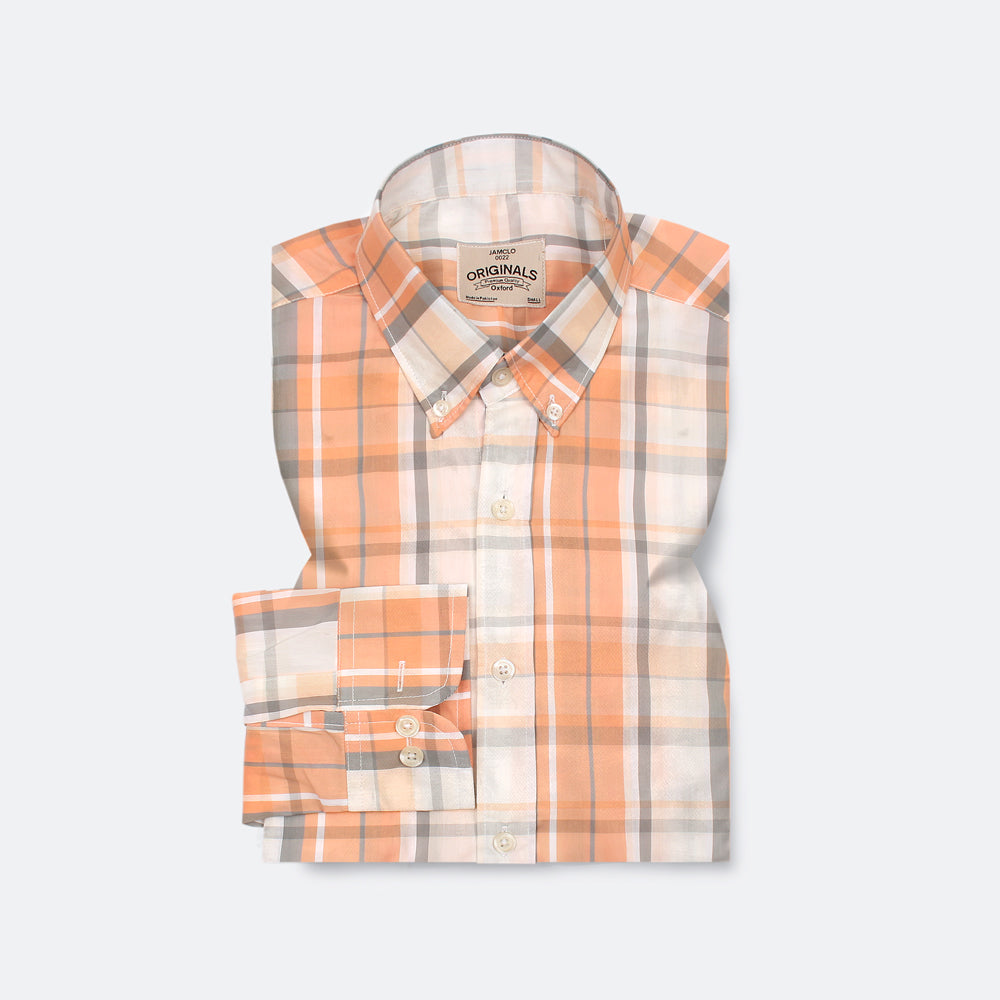 Peach Wide Check Shirt - Jamclo Originals