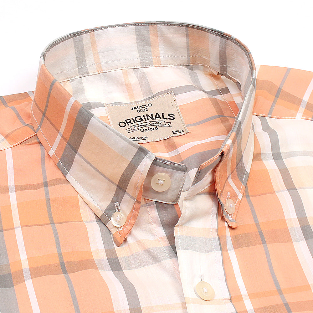 Peach Wide Check Shirt - Jamclo Originals
