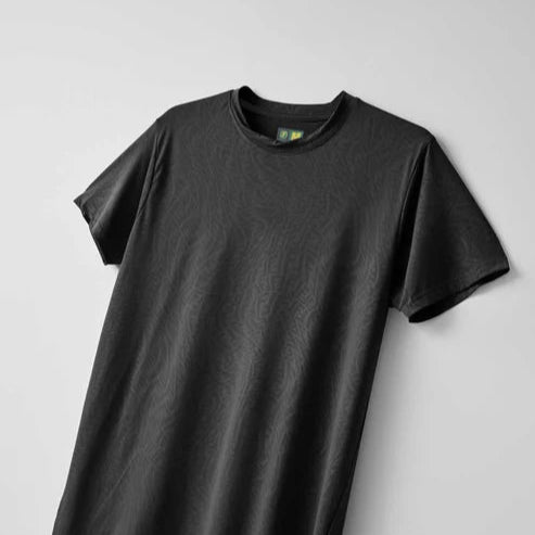 Imported Black FF Textured Stretchable T-Shirt