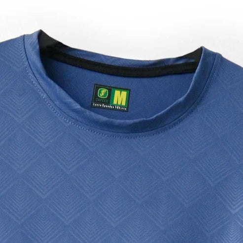 Imported Blue Diamond Textured Stretchable T-Shirt