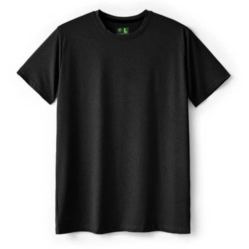 Imported Black Wavy Textured Stretchable T-Shirt