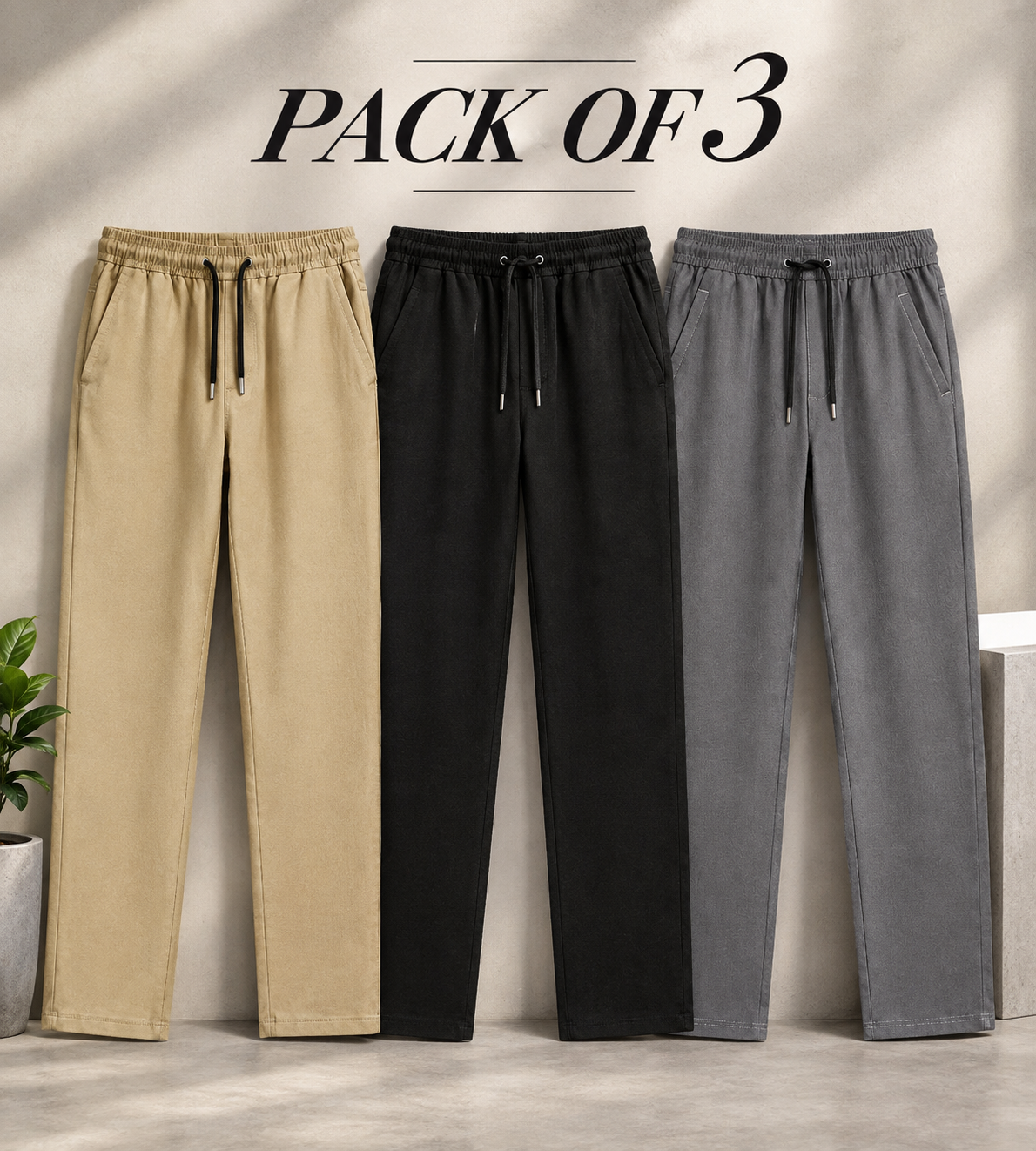 Pack Of 3 Baggy Trousers