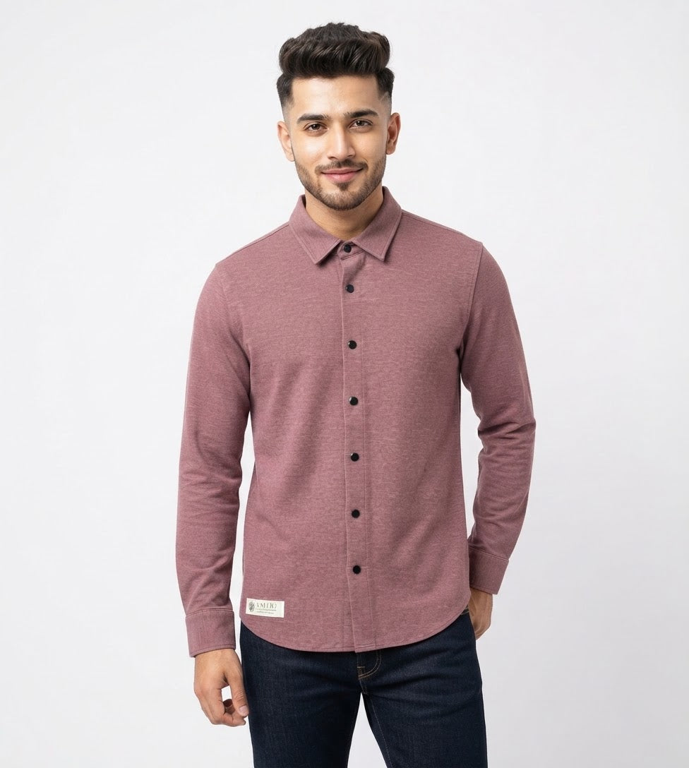Winter Master Casual Double Knitted Shirt Rozik-Plum
