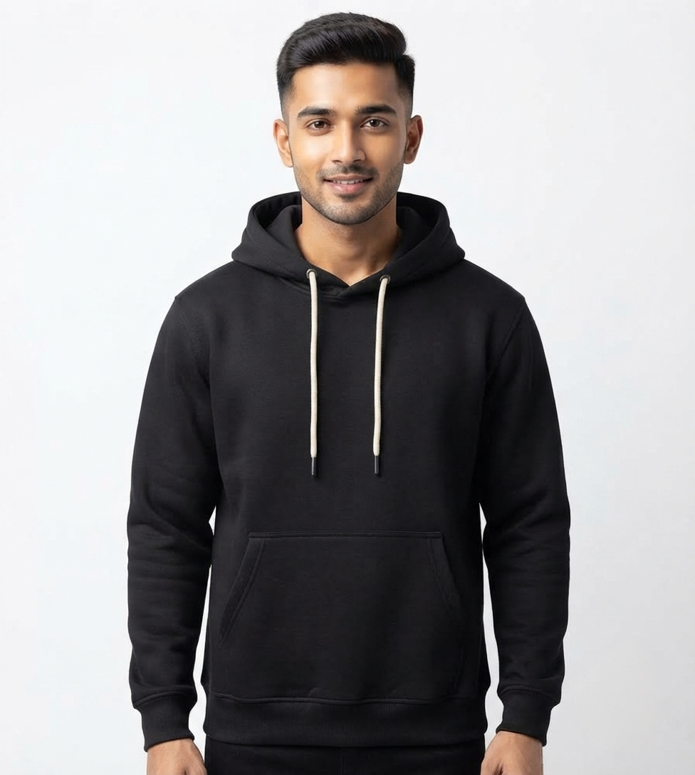 Premium Heavy GSM Essential Black Pullover Hoodie