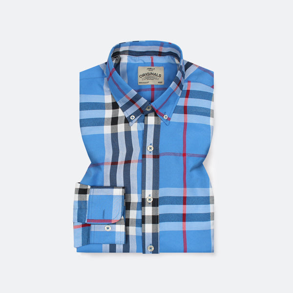 Royal Blue Plaid Dress Shirt