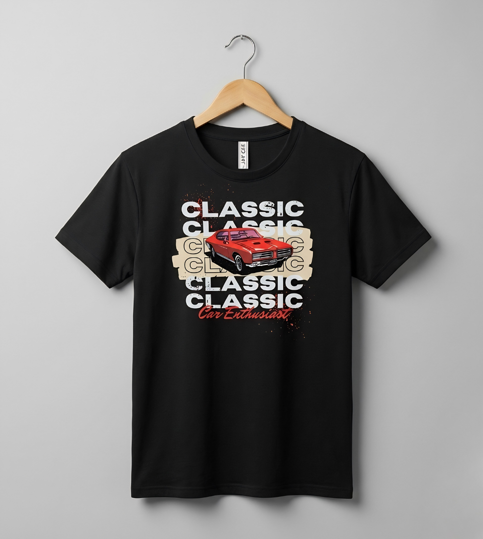 Car Classic Men’s Black Graphic Tee