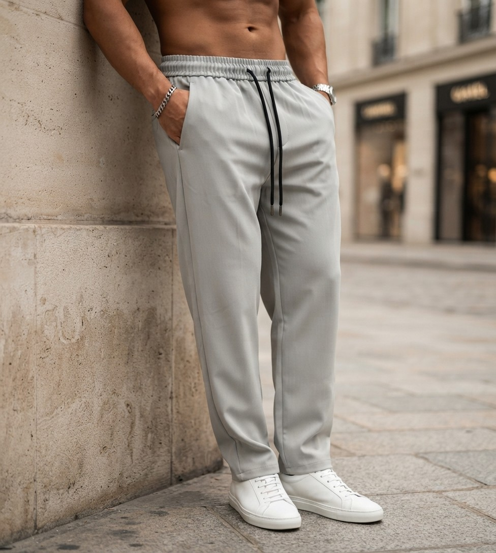 Baggy Fit Metallic Silver Trouser