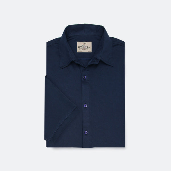 Navy Blue Mesh Casual Shirt