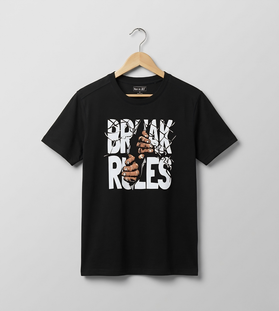 Break Rules Men’s Black Graphic Tee