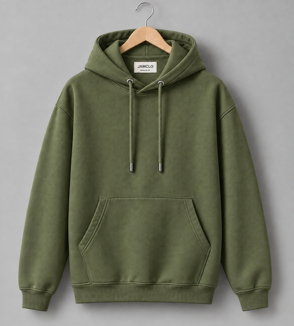 Premium Heavy GSM Essential Olive Green Pullover Hoodie