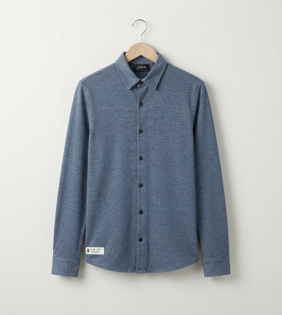 Winter Master Casual Double Knitted Shirt Royal-Blue