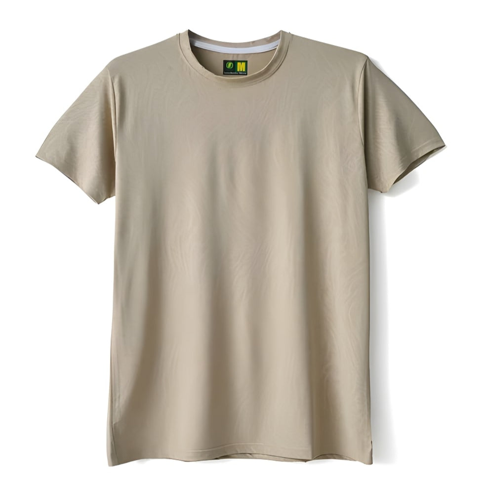 Imported Beige FF Textured Stretchable T-Shirt