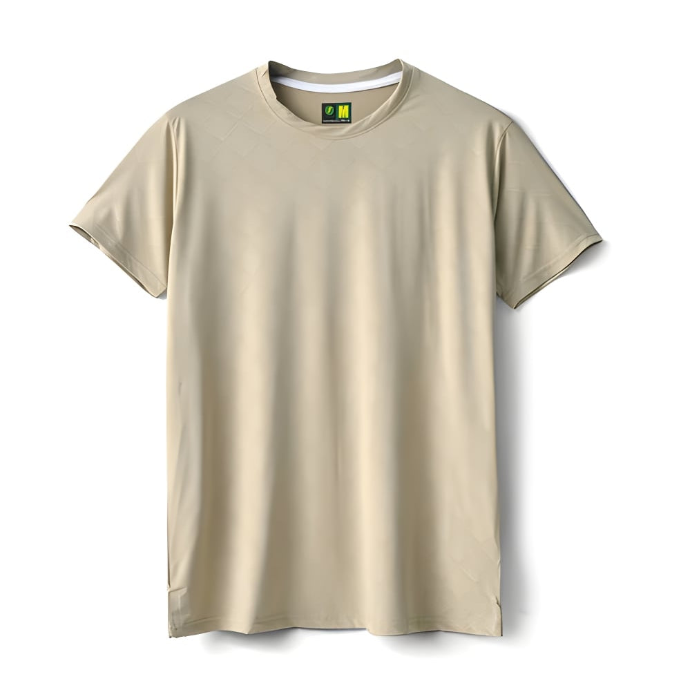 Imported Beige Diamond Textured Stretchable T-Shirt